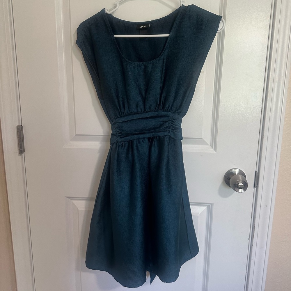Peacock Blue Short Sleeve Mini Dress- H&M